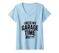 Mujer Necesito mi Tiempo de Garaje Humor mecánico Divertido Camiseta Cuello V