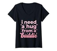 Mujer Necesito un Abrazo de un Malo Camiseta Cuello V