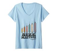 Mujer Needle Size Matters Funny Nursing and Nurses Camiseta Cuello V