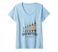 Mujer Needle Size Matters Funny Nursing and Nurses Camiseta Cuello V