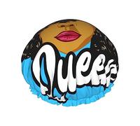 Mujer negra con personaje de corona, Gorro de ducha y gorro de baño con diseño de niña reina para mujer, Gorros de ducha impermeables de gran tamaño reversibles, grandes, diseñados para todas las lo