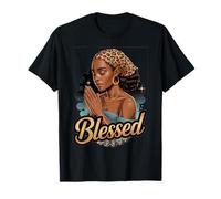 Mujer Negra Cristiana Orando Leopardo Bendito Orar Dios Señor Camiseta