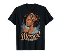 Mujer Negra Cristiana Orando Leopardo Bendito Orar Dios Señor Camiseta