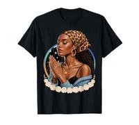 Mujer Negra Cristiana Orando Leopardo Bendito Orar Dios Señor Camiseta