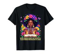 Mujer Negra Fe Poderosa Inspiradora Cree Jesús Camiseta