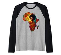 Mujer Negra Mapa Africano Afro Queen Melanina Historia Negra Camiseta Manga Raglan