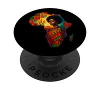 Mujer Negra Mapa Africano Afro Queen Melanina Historia Negra PopSockets PopGrip Adhesivo