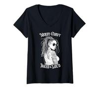 Mujer Negro Chica Nerd Curvas Entintado Y Loc'd Tatuaje Mujer Camiseta Cuello V