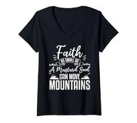 Mujer Negro hebreo israelita vestido fe como semilla de mostaza Camiseta Cuello V