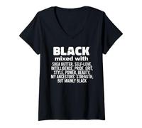 Mujer Negro Mezclado con Manteca de karité, Orgullo, Fuerza de los antepasados Meme Camiseta Cuello V