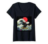 Mujer Negro Pug japonés para Hombres, Mujeres, niños, niñas, Perro gráfico Camiseta Cuello V