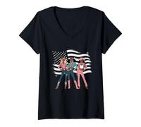 Mujer Negro Vaquera Afroamericano Western Country Texas Rodeo Camiseta Cuello V