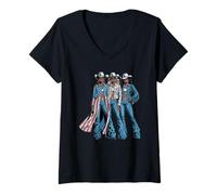 Mujer Negro Vaquera Afroamericano Western Country Texas Rodeo Camiseta Cuello V