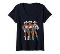 Mujer Negro Vaquera Afroamericano Western Country Texas Rodeo Camiseta Cuello V