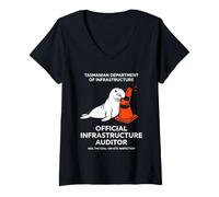 Mujer Neil The Seal Tasmanian Infrastructure Auditor Camiseta Cuello V