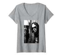 Mujer Neil Young Harvest Moon Cantante de AJ Barratt Camiseta Cuello V