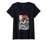 Mujer Neko No Jira - Monstruo Mapache Kaiju Japón Camiseta Cuello V