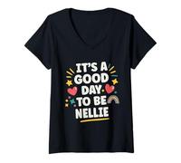 Mujer Nellie Personalized Retro Girls Custom Nellie Name Camiseta Cuello V