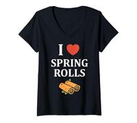 Mujer Nem Food Funny Simple Quote I Love Spring Rolls Camiseta Cuello V