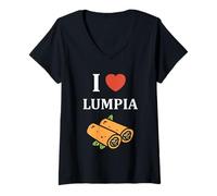 Mujer Nem Food Funny Spring Roll Simple Quote i Love Lumpia Camiseta Cuello V