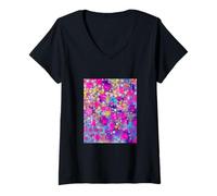 Mujer Neon Pulse Symphony, Arte Abstracto Camiseta Cuello V