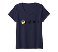 Mujer Nerd Python Programador de Computadoras Programa Geek Profesor de Matemáticas Camiseta Cuello V