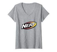 Mujer Nerf Orange and Red Big Chest Logo Camiseta Cuello V