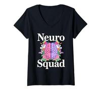 Mujer Neuro Squad Neurología Cerebro Floral Neurología Equipo de Enfermeras Camiseta Cuello V