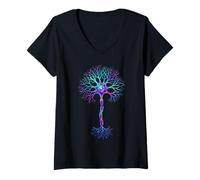 Mujer Neurobiología Neurona Cell Cerebro Ciencia Gradiente Estilo Camiseta Cuello V