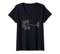 Mujer Neurobiología Neurona Línea Celular Arte Cerebro Ciencia Minimal Camiseta Cuello V