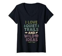 Mujer Neurodivergente Introvertido TDAH Autismo Bosque Naturaleza Camiseta Cuello V