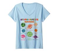 Mujer Neurodivergente Planet Space Lover Escuela Infantil Pre-K Camiseta Cuello V