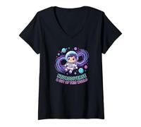 Mujer Neurodiverso & Aceptación de Autismo Astronauta Fuera de Este Mundo Camiseta Cuello V