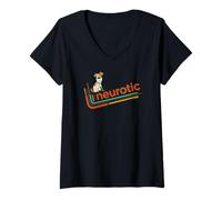 Mujer Neurótico Mascotas Humor Perro Estilo Retro Camiseta Cuello V