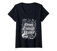 Mujer Never Enough Plants Jardinero Botánico Gótico Serpiente y Cráneo Camiseta Cuello V