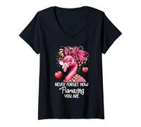 Mujer Never Forget How Flamazing You Are Flamingo Amazing Teacher Camiseta Cuello V