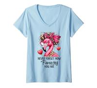 Mujer Never Forget How Flamazing You Are Flamingo Teacher Amazing Camiseta Cuello V
