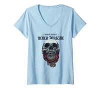Mujer Never Forget Never Forgive (Declaración de Justicia) Camiseta Cuello V