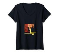 Mujer Never Give Up - Camiseta Camiseta Cuello V