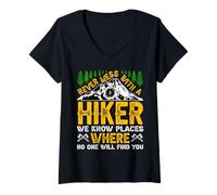 Mujer Never Mess with A Hiker Camiseta Cuello V