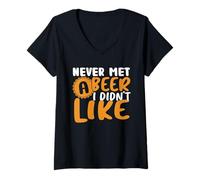 Mujer Never Met a Beer I Didn'T Like Drinking Beer Lover Drinker Camiseta Cuello V