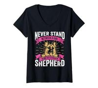 Mujer Never Stand Between A Girl and Her German Shepherd Camiseta Cuello V