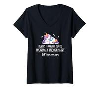 Mujer Never Thought I'D Be Wearing a Unicorn Shirt But Here We Are Camiseta Cuello V