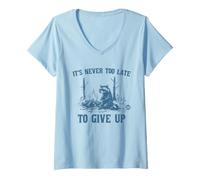 Mujer Never Too Late To Give Up Camiseta Cuello V