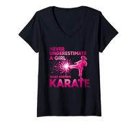 Mujer Never Underestimate a Girl Who Knows Karate para Chicas Camiseta Cuello V