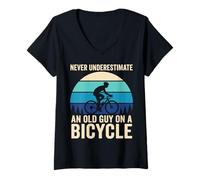Mujer Never Underestimate Old Guy On A Bicycle Quote Camiseta Cuello V