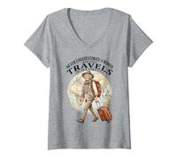 Mujer Never Underestimate Woman Who Still Travels in Her 80s Camiseta Cuello V
