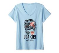 Mujer New American Woman Proud USA Girl 2026 Citizenship Camiseta Cuello V