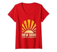 Mujer New Bern NC - Sunny New Bern Carolina del Norte Camiseta Cuello V