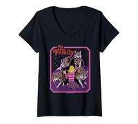 Mujer New Family Wolves Sarcastic Retro Vintage Funny Adult Humor Camiseta Cuello V